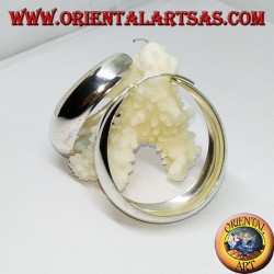 Silver hoop earrings, broad convex band