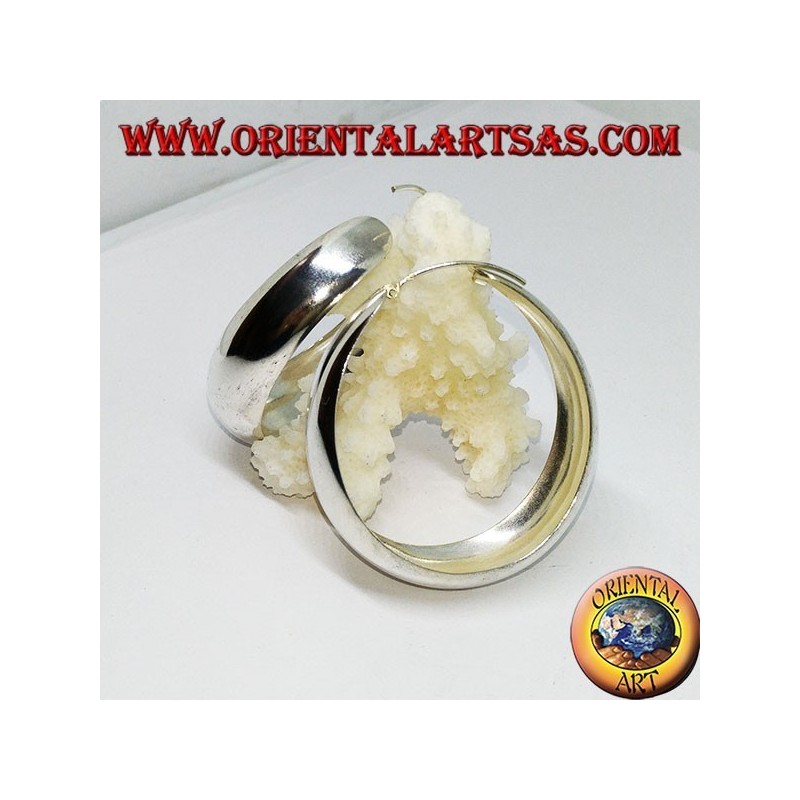 Créoles en argent, large bande convexe