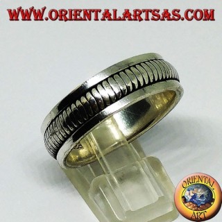 Anillo de banda de plata Anillo antiestrés giratorio con doble anillo giratorio