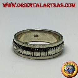 Silver band ring Rotatable antistress ring with double rotating ring