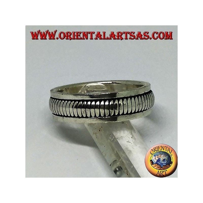 Silberbandring Drehbarer Antistressring mit doppeltem Drehring