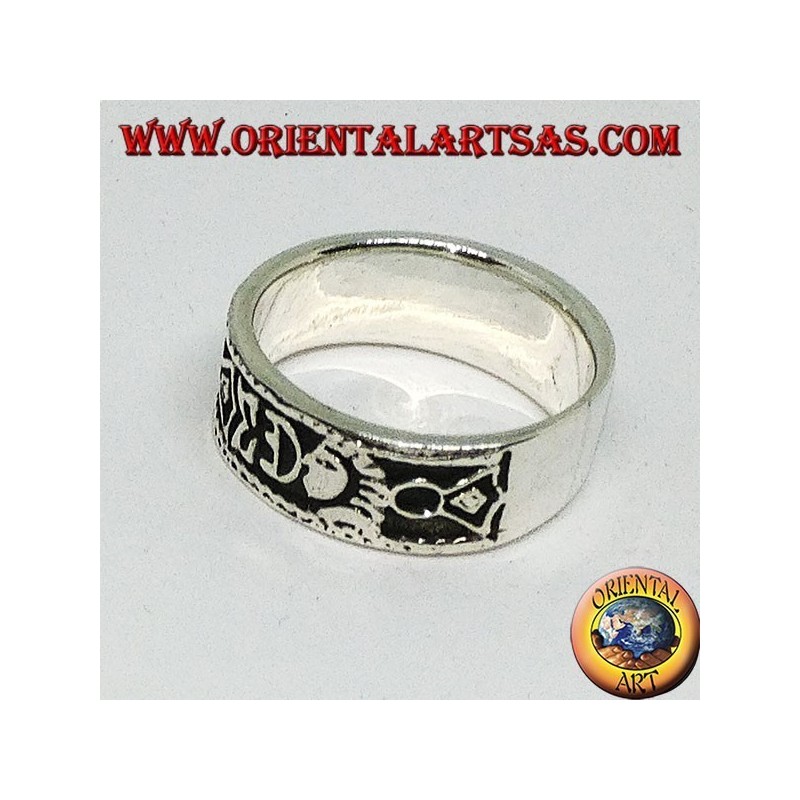 Silberring mit Maori-Flachrelief