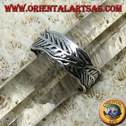 Anillo de plata para los pies o la falange, plumas.