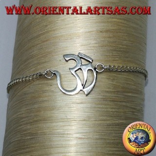 Bracciale in argento morbido con simbolo dell' Aum o Om (ॐ) 
