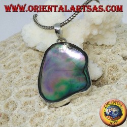 Anhänger aus unregelmäßigem Silber mit konkaver Paua-Muschel (Abalone)