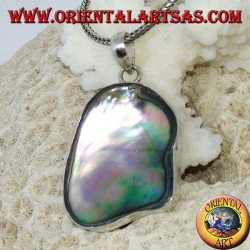 Pendentif en argent irrégulier avec coquille de paua concave (ormeau)