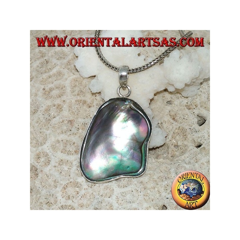 Anhänger aus unregelmäßigem Silber mit konkaver Paua-Muschel (Abalone)