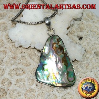 Ciondolo in argento a forma di triangolo irregolare con paua shell ( abalone )