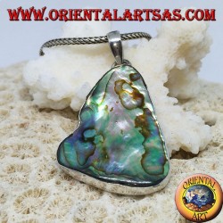 Silberanhänger in Form eines unregelmäßigen Dreiecks mit Paua-Muschel (Abalone)