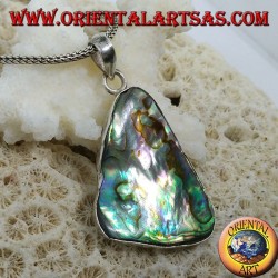 Pendentif en argent en forme de triangle irrégulier à coquille de paua (ormeau)