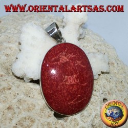 Ciondolo in argento con madrepora rossa ovale