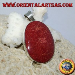 Silberanhänger mit ovaler roter Madrepora