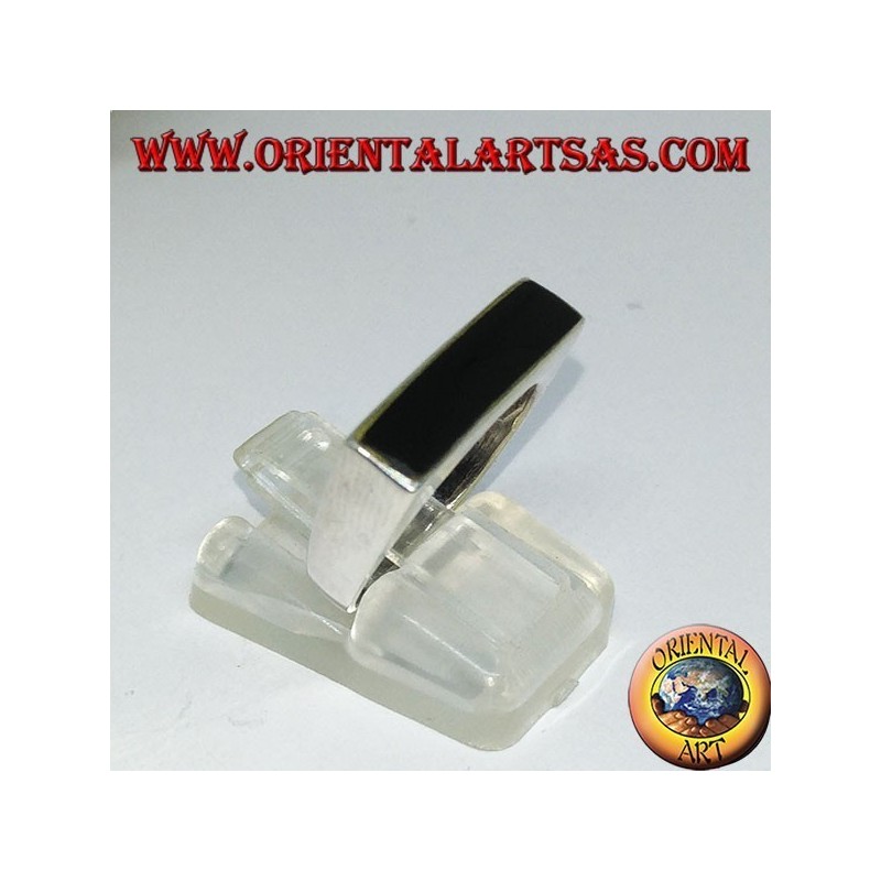 Silberring mit schmalem rechteckigem Onyx