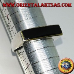 Silver ring with narrow rectangular onyx