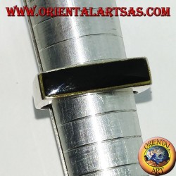Silver ring with narrow rectangular onyx