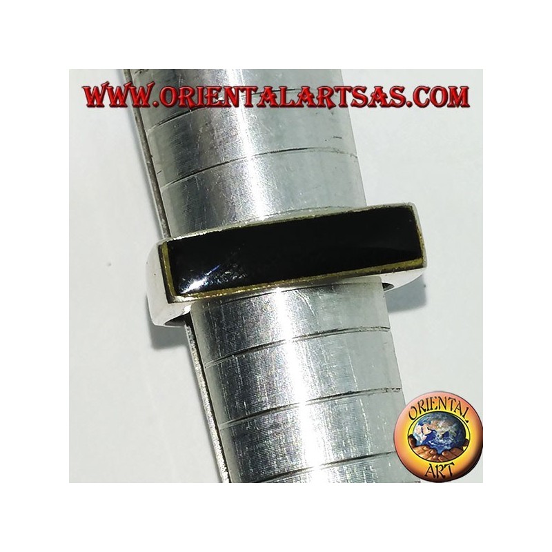 Anello in argento con onice  rettangolare stretta
