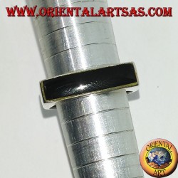 Silver ring with narrow rectangular onyx