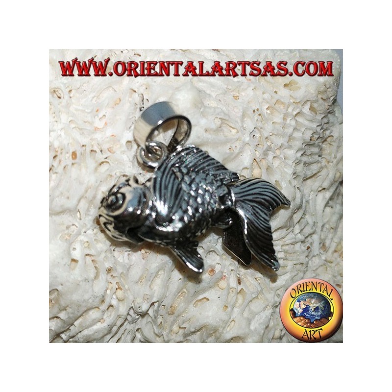 Pendentif mobile poisson rouge en argent