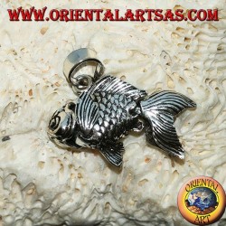 Pendentif mobile poisson rouge en argent