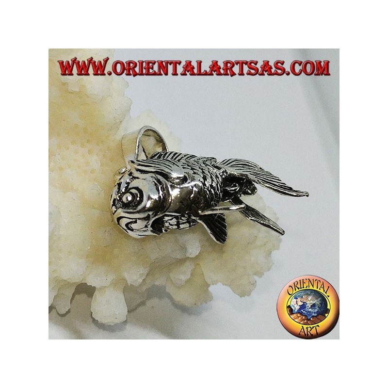 Pendentif mobile poisson rouge en argent
