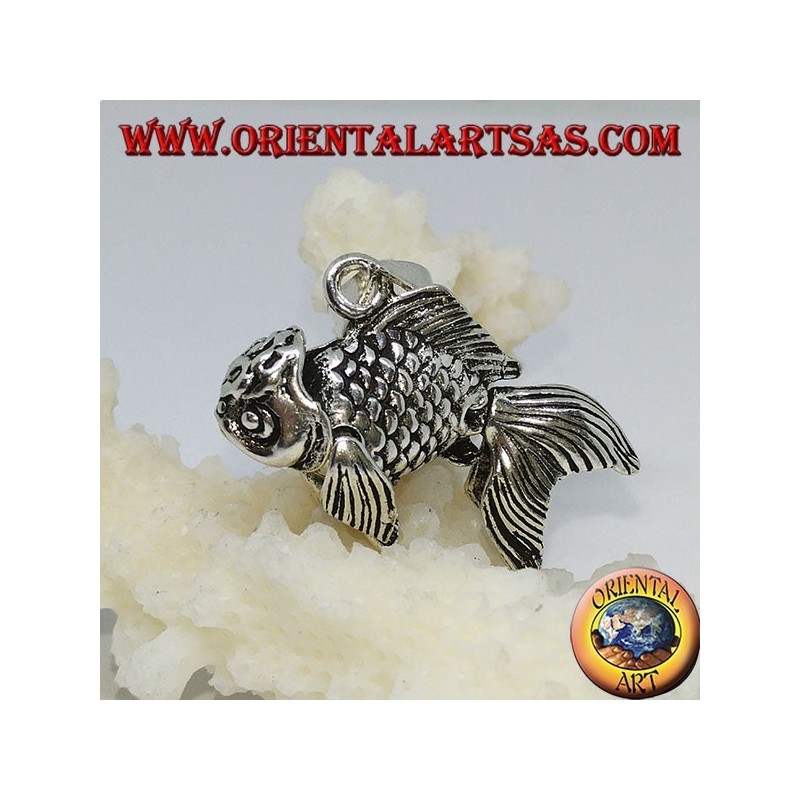 Pendentif mobile poisson rouge en argent
