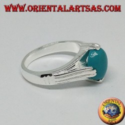 Anillo de plata con turquesa ovalada en cuatro puntos.