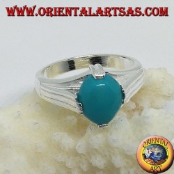 Bague en argent avec turquoise ovale sur quatre points