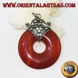Colgante de plata con rosquilla de cornalina de mm. 35