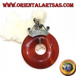 Silver pendant with carnelian donut of mm. 35