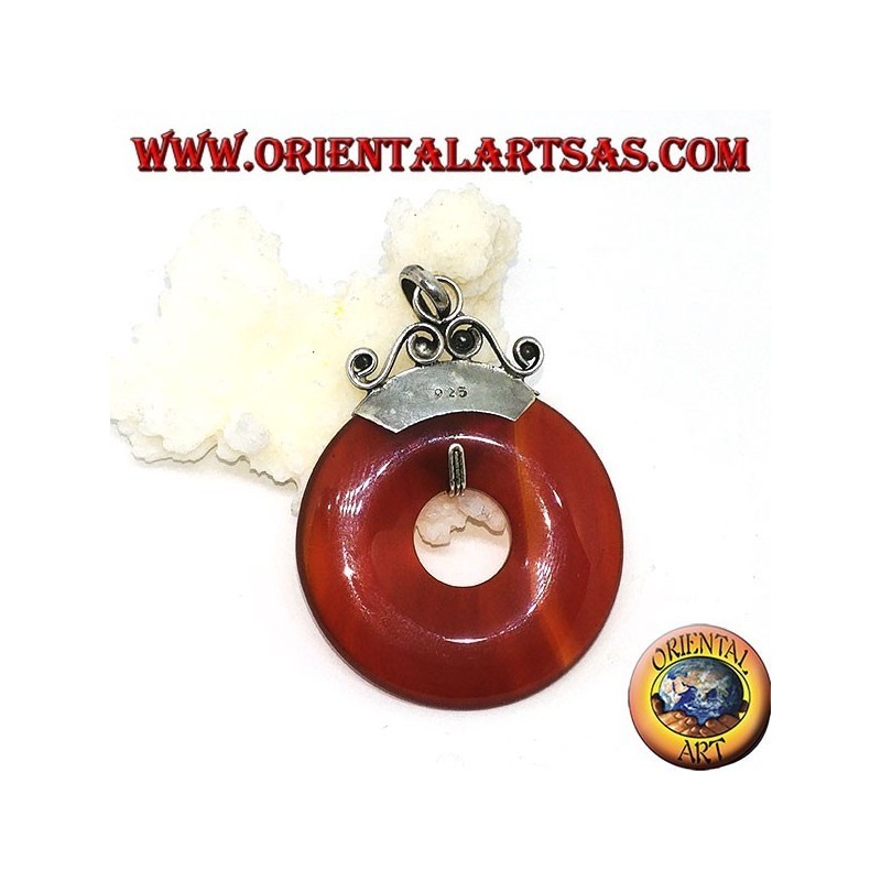 Colgante de plata con rosquilla de cornalina de mm. 35