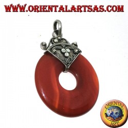 Silberanhänger mit Karneol Donut von mm. 35