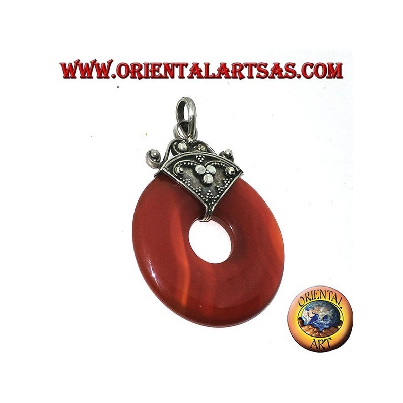Silberanhänger mit Karneol Donut von mm. 35