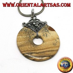 Colgante de plata con rosquilla de jaspe "paesina" de mm. 35