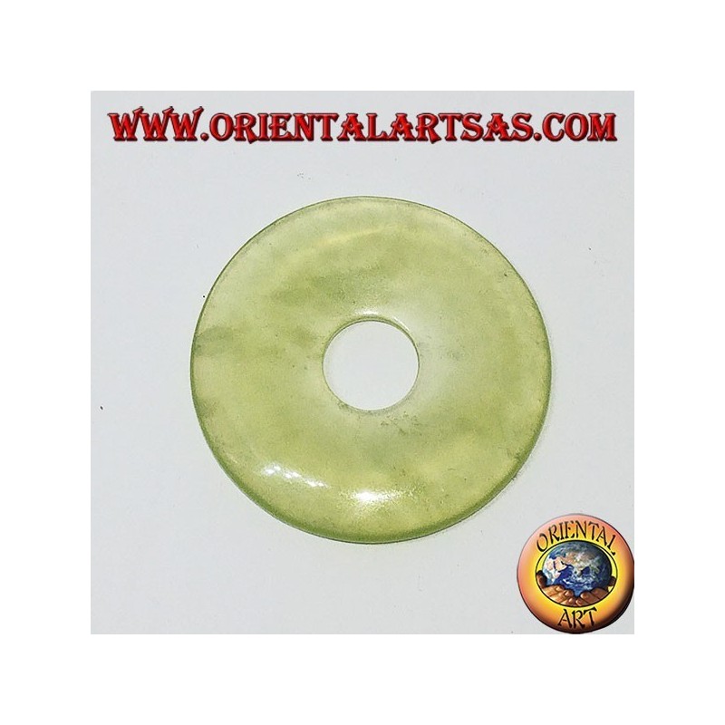 Pendentif en jade en forme de beignet (30 mm) avec cordon ajustable ciré