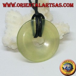 Pendentif en jade en forme de beignet (30 mm) avec cordon ajustable ciré