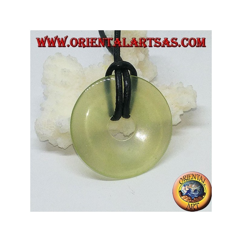 Donutförmiger Jade-Anhänger (30 mm) mit verstellbarer Wachskordel
