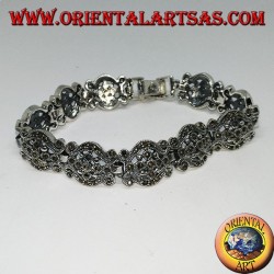 Silver bracelets with marcasite baroque style