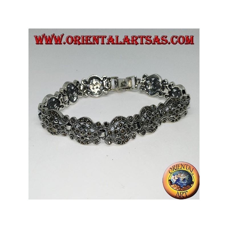 Bracelets en argent avec marcassite de style baroque