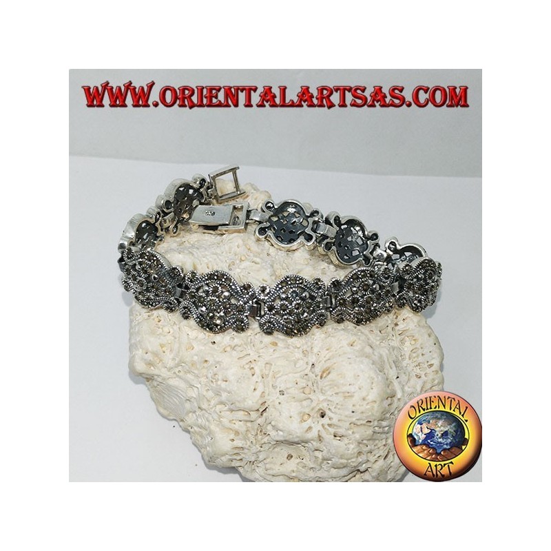 Bracelets en argent avec marcassite de style baroque