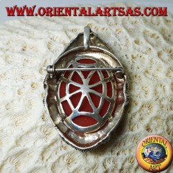 Broche et pendentif en argent avec une mère camée et un enfant entouré de marcassites