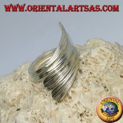 Handmade rolled silver leaf ring