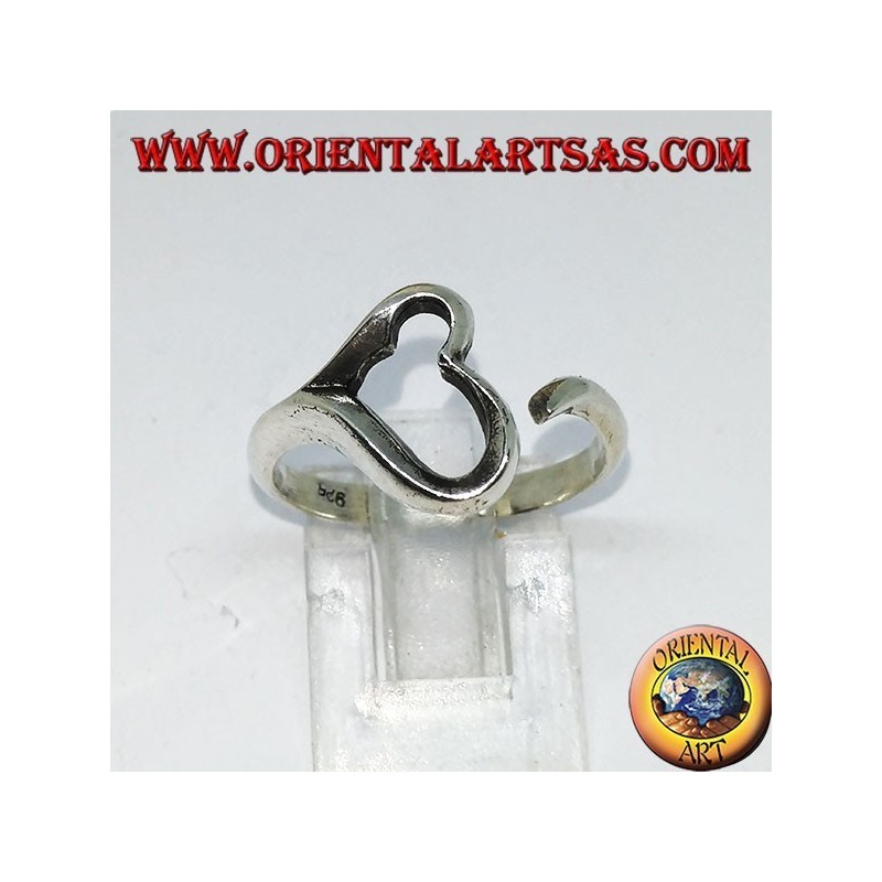 Silver ring openwork heart, symbol of love