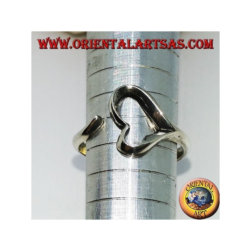 Silver ring openwork heart, symbol of love