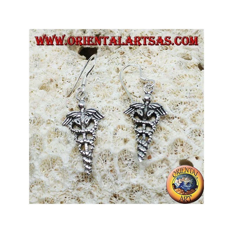 Pendentif caducée en argent, symbole de la médecine