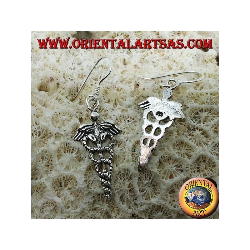 Pendentif caducée en argent, symbole de la médecine