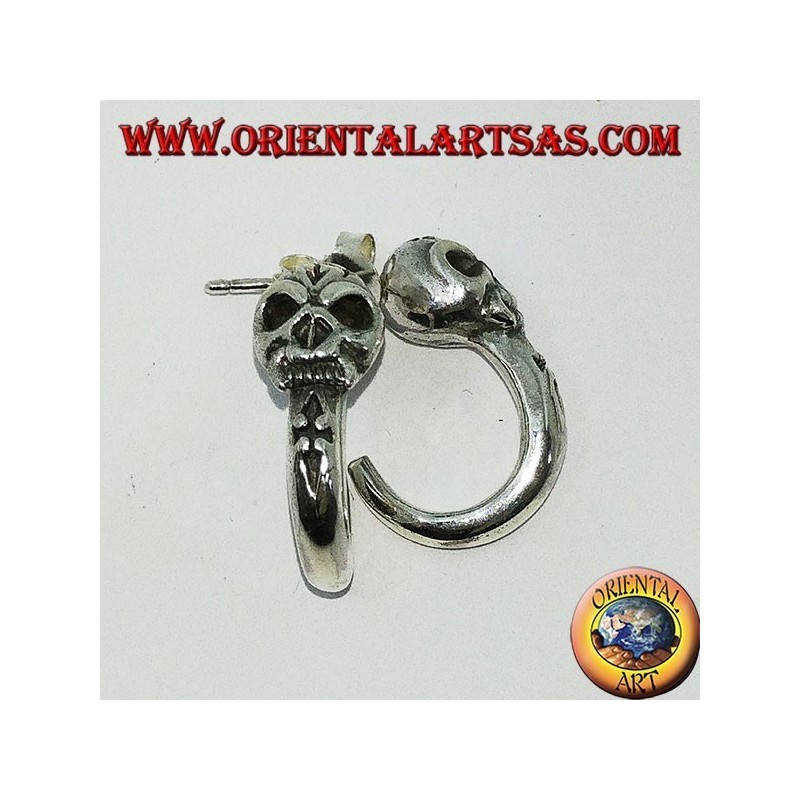 Silberohrring, Piratenhalbkreis mit Totenkopf
