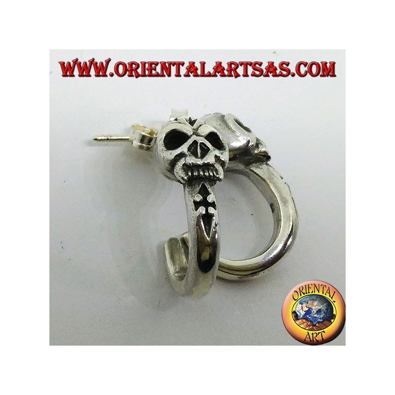 Silberohrring, Piratenhalbkreis mit Totenkopf