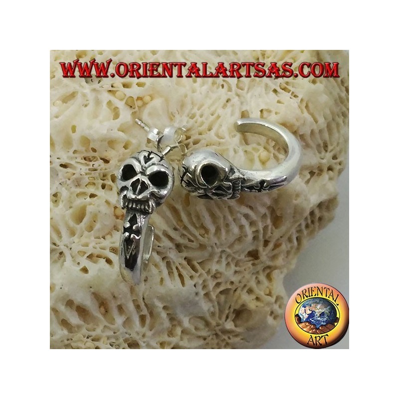 Silberohrring, Piratenhalbkreis mit Totenkopf