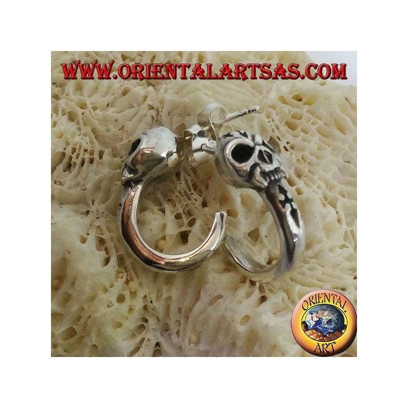 Silberohrring, Piratenhalbkreis mit Totenkopf