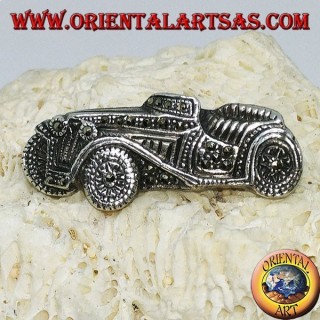 Silberne antike Oldtimer-Brosche mit Markasiten
